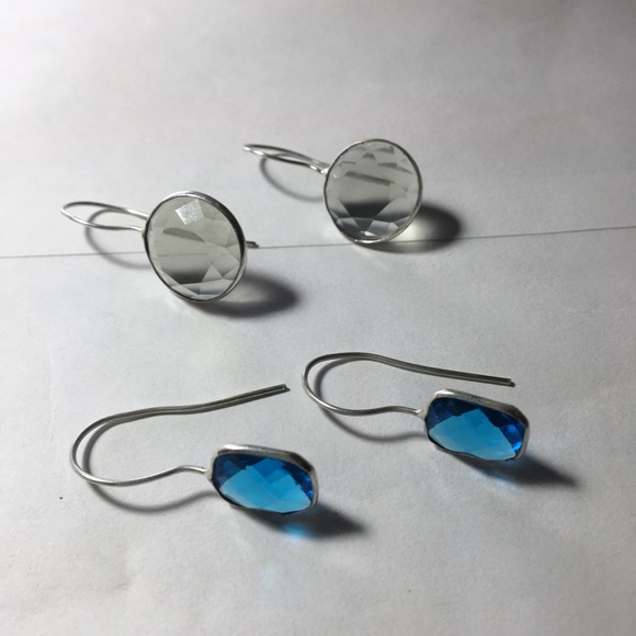 SOLD-bundle two pair topaz and silver earrings-grey/yellow and blue - Picture 5 of 5
